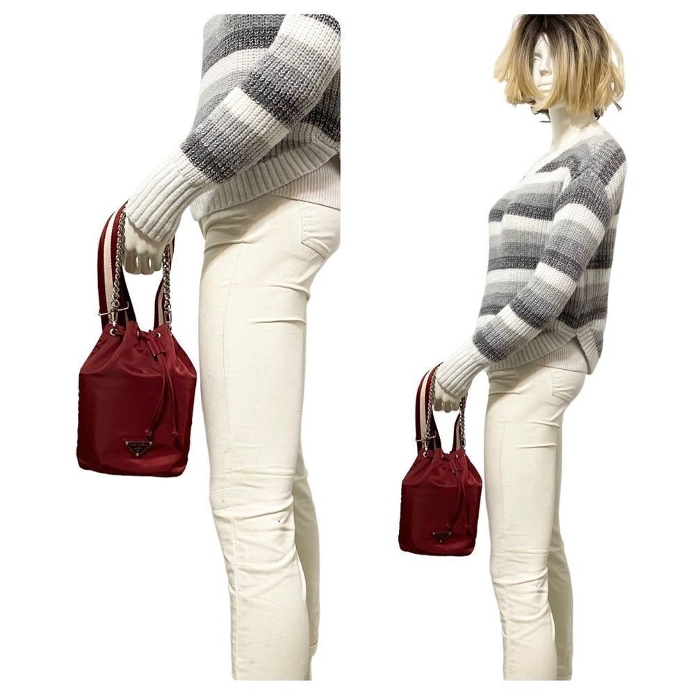 COPY - PRADA Nylon Silvertone Pouch to Shoulder Crossbody Bag 💼 P1 - Picture 5 of 17